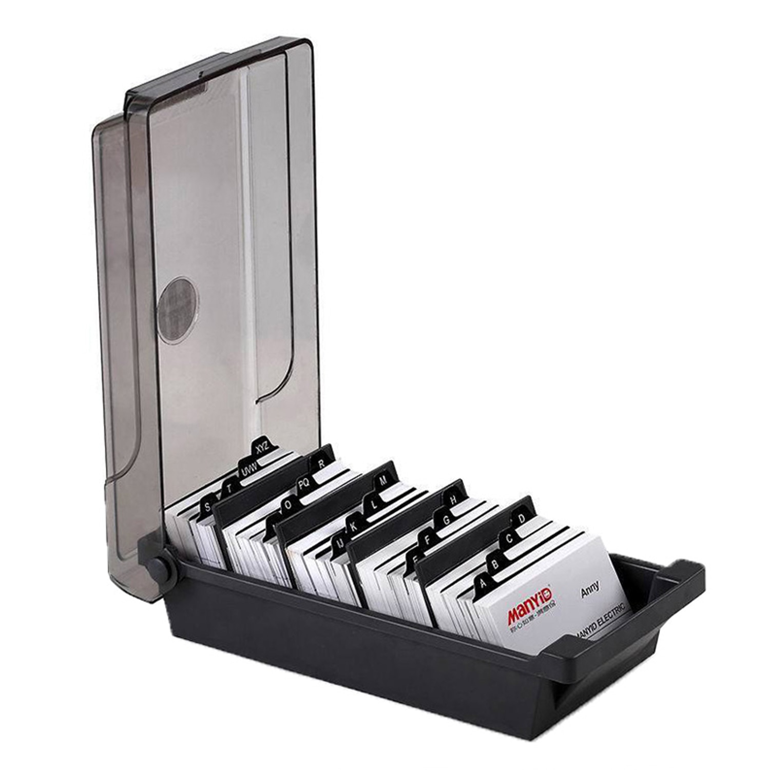 Duurzaam Abs Zwart Desktop Case Houder Storage Box Organizer Voor Kantoor Business Card File Naam Card Room Card