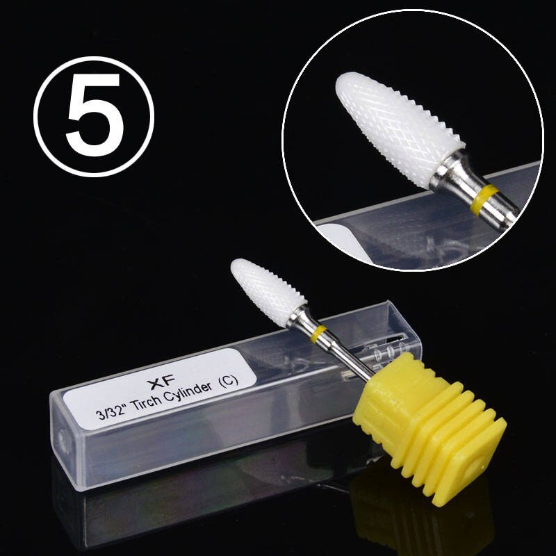 Máquina de pedicura de broca de clavo de cerámica de WUF 1 Uds quitar callos en las uñas herramientas taladro eléctrico 3/32 "Herramientas para uñas con vástago: 5