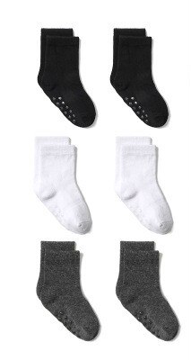 Calcetines antideslizantes con empuñaduras para bebés, niños y niñas, medias de algodón para todas las estaciones, de 0 a 5 años, 6 par/lote, novedad de: blackwhitegrey / 0-1year