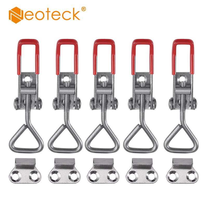 Neoteck 5Pcs Door Cabinet Box Lever Handle Stainless Steel Lockable Toggle Catch Latch Lock Clamp Hasp Toggle Latch Lock Tools