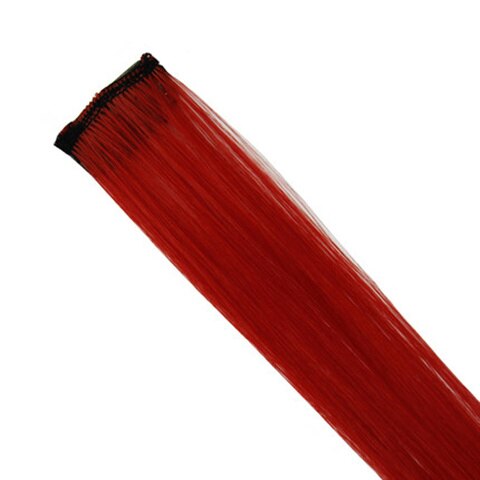 Extension synthétique longue lisse 20 pouces-Sallyhair | Postiche à pince une pièce rose jaune bleu violet pour femmes: Red
