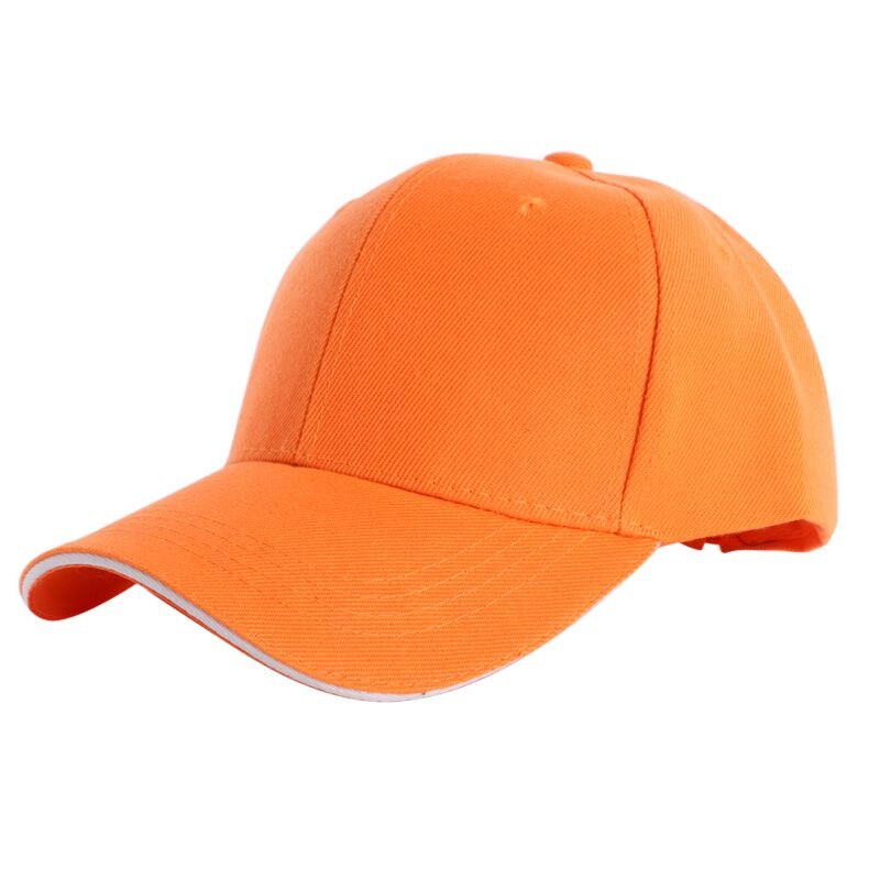 Sports Baseball Cap Angled Brim Hook and Loop Fastener Cotton Hat Adult Sportswear Accessories Saleym: orange