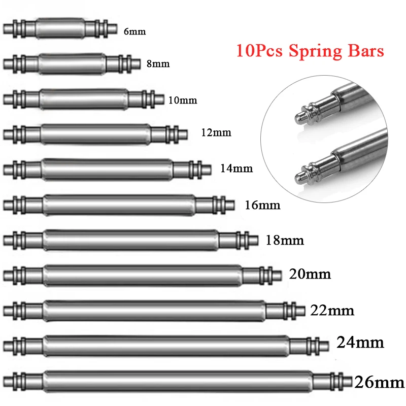 6mm 7mm 8mm 9mm 10mm 11mm 12mm 13mm 14mm 15mm 16mm 18mm 19mm 20mm 22mm 23mm 24mm Uhrenarmband Federsteg 1,5mm 1,8mm Stift Metallstift