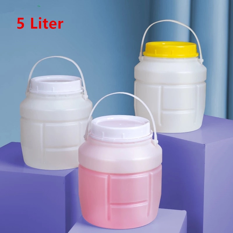 Food Grade 5L plastic bucket with lid and Handle Leakproof liquid container Food condiment storage pail