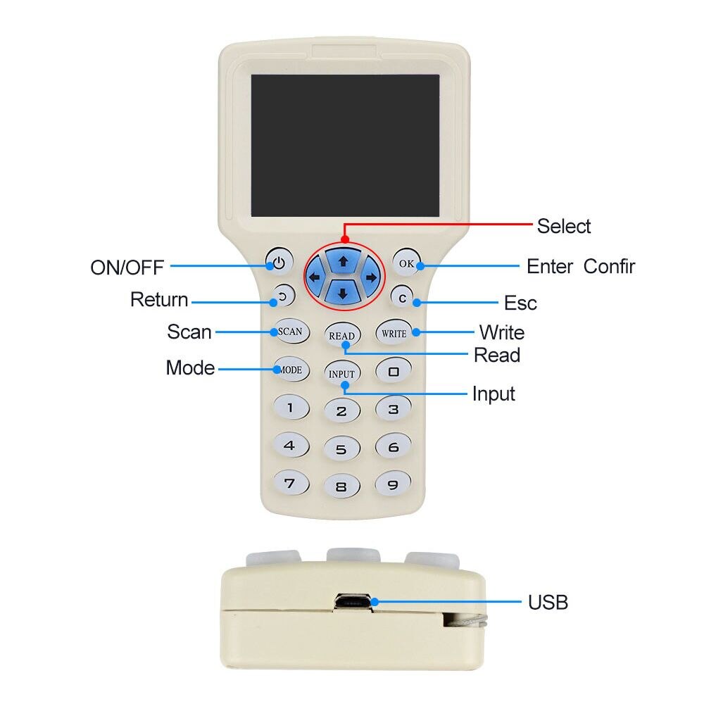 Nfc smart 10 frekvens rfid kopiator/skrivare/läsare/duplikator 125 khz 13.56 mhz usb programmerare nyckelbricka kort läsare uid dekoder
