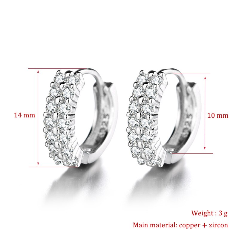 Zwei Ebenen Zirkon Stein Kleine Band Ohrringe Für Frauen Mehrfarbig glänzend Regenbogen Huggies Charme durchbohren Ohrring Schmuck Größe 10mm
