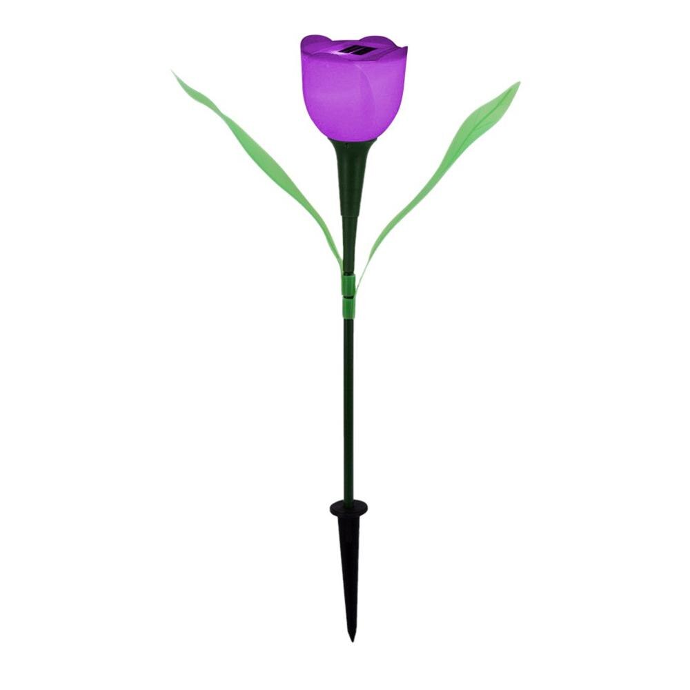 Lámpara Solar de tulipán para exteriores, luz multicolor impermeable para decoración de césped, camino de jardín, patio, 1 ud.: Purple