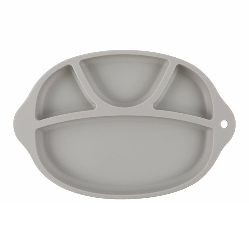 Plato de silicona anti-calientes para la cena del bebé, plato antideslizante de Color caramelo para la alimentación de los niños pequeños, Mantel Individual, Bol, vajilla para niños: Gray Plate