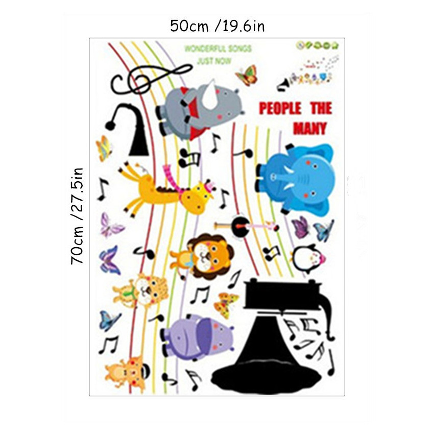 Children Band cartoon Musical Note wall decals 3d vinyl stickers for kids rooms nursery decoration removable wallpaper 70*50cm: AY7225