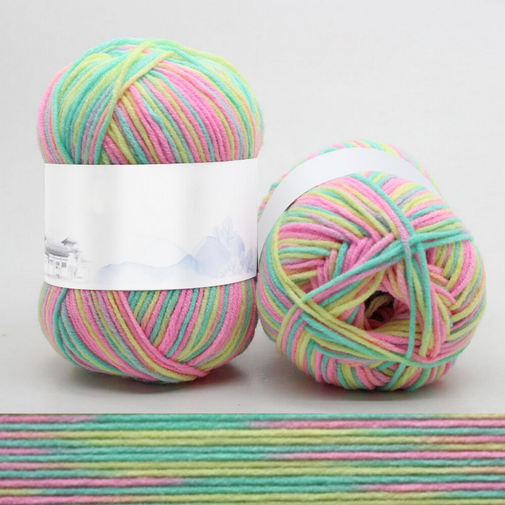 4 -sektionsfärgning mellantjock mjölkbomull mjukt babygarn för handstickning 50g/- kulor virkad babyulltråd: 11