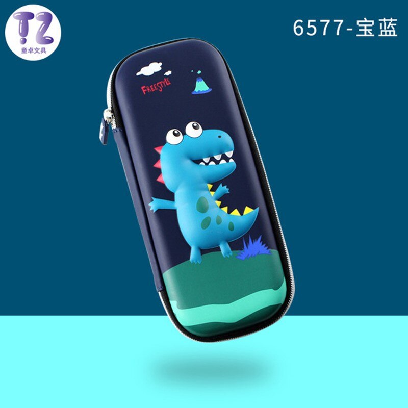 Kawaii Grote Capaciteit Eva School Cartoon Potlood Gevallen Creatieve Leuke Student Pen Zak Doos Pouch Kantoorbenodigdheden Briefpapier: Blue-dinosaur