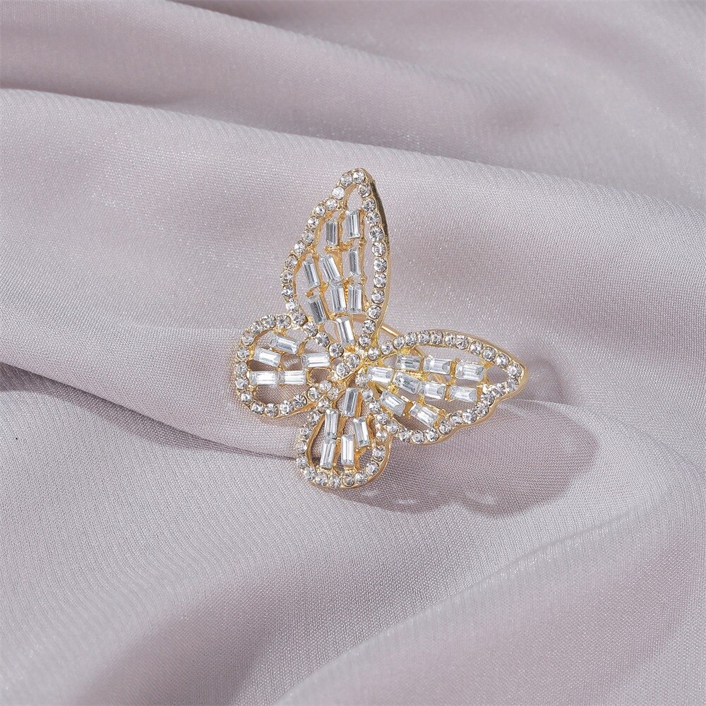 1pc luxe kristallen ringen voor vrouwen, open en verstelbaar, vlinderringen voor bruiloften en feesten