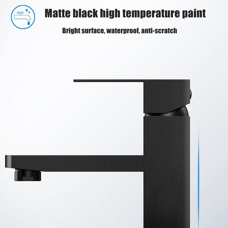 Grifo cuadrado negro para lavabo de baño, grifería de un solo mando para lavabo, montado en cubierta