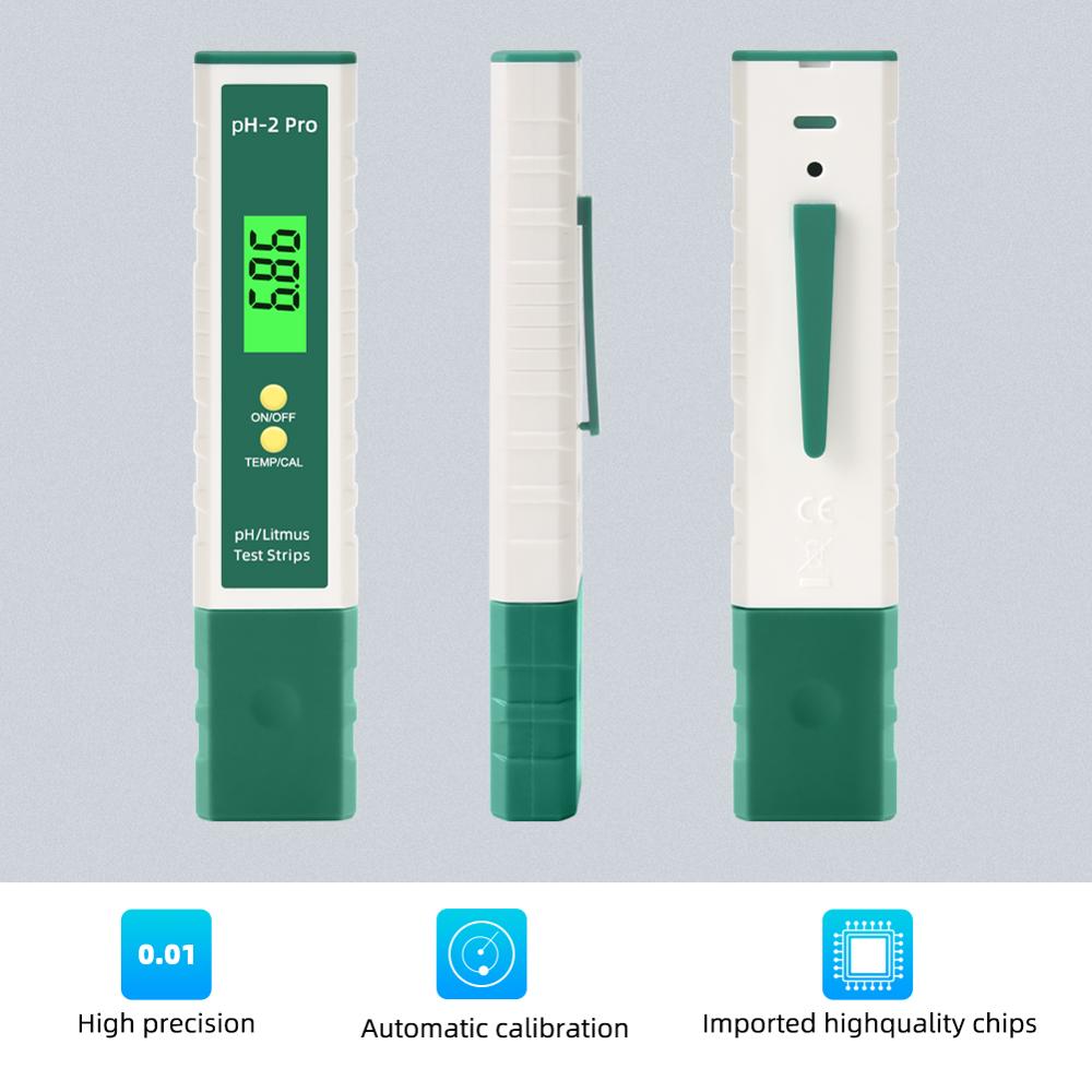 Digital PH EC TDS Meter Pen Water Purity Tester LCD Display Litmus Test -2.00-16.00 for Aquarium Pool Monitor Measurement Tool