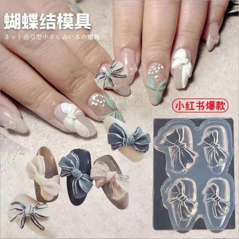 3D Carving Silicone Mold Nail Stamping Camellia/Shell/Bow Tie/Star Pattern DIY UV Gel Acrylic Crystal Nails Template 3 Style