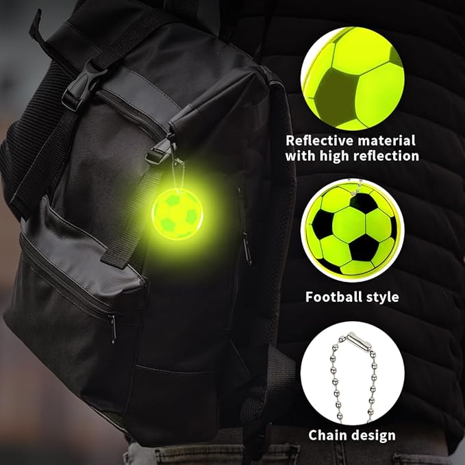 5/20 st fotbollsreflexnyckelring nattsäkerhet nyckelring för väskor ryggsäck hänge reflex för saker trafiksäkerhet