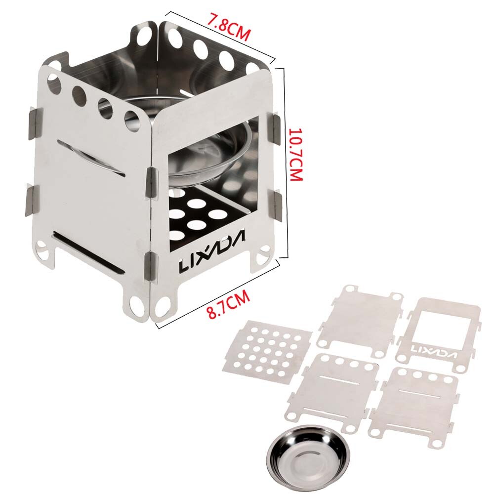 / Lixada Outdoor Lightweight Camping Wood Stove Portable Outdoor Folding Titanium Wood Stove Burning Picnic Alcohol Wood Stove