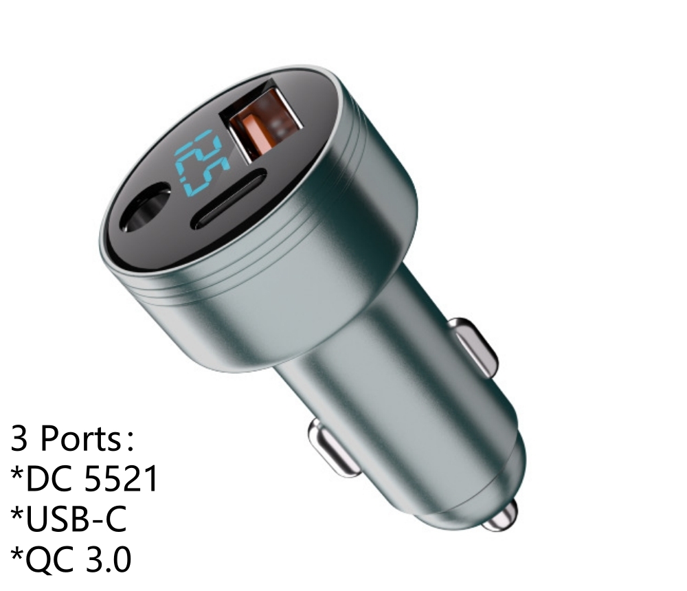 Starlink mini carregador de carro digital carregador de bordo com dc 5521 USB-C qc 3.0 3 portas suporte pd carga rápida com cabo dc 16awg