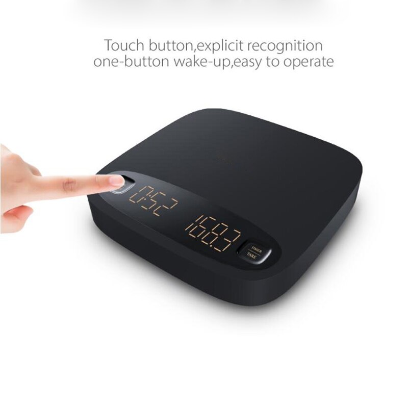 Electronic Smart Coffee Scale LED Display USB Charging Automatic Taring Timing for Espresso Coffee or Hand Coffee Home