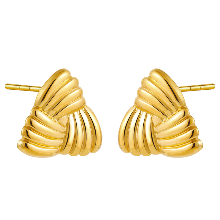 Pendientes geométricos con textura de acero inoxidable para mujer, aretes con nudo torcido chapado en oro de Metal liso, joyería Vintage llamativa: Zinc negro plateado