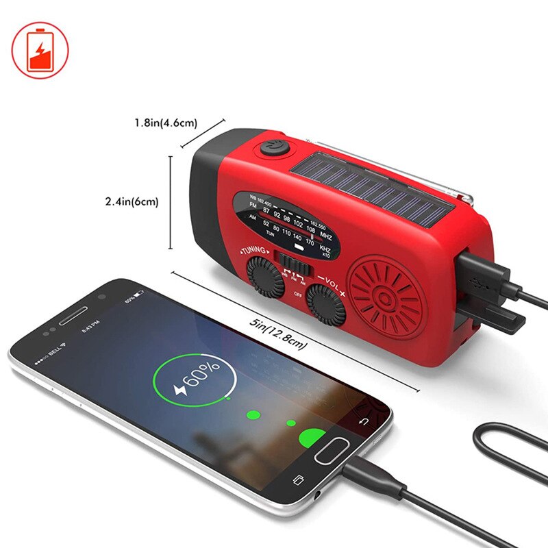 Caricatore USB manovella banca di energia esterna elettrica dinamo torcia multifunzione Radio di emergenza portatile ad energia solare