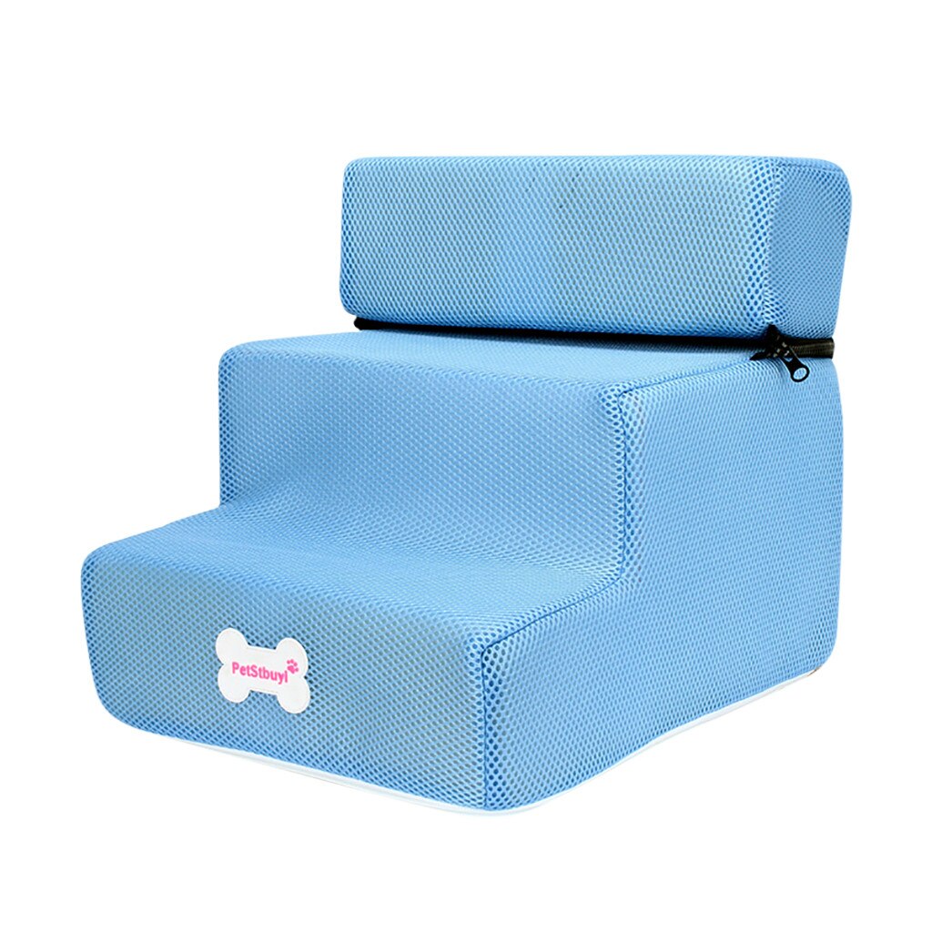 Breathable Mesh Foldable Pet Stairs Detachable Pet Bed Cat Dog Ramp 3 Steps Dog Supplies Dog Stairs Steps: Blue 