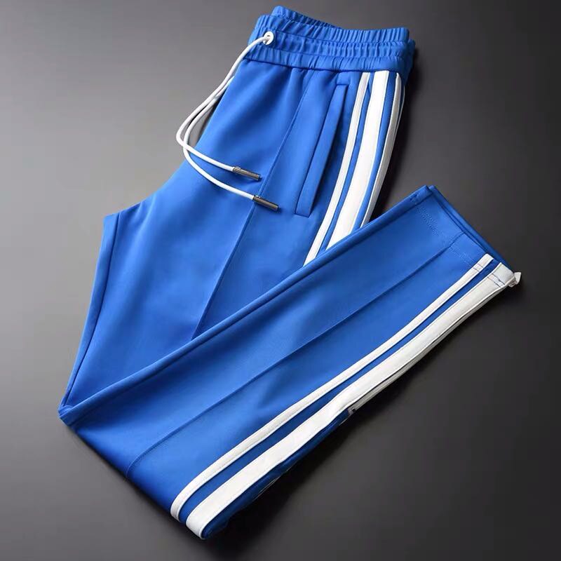 European and American stripes hit color casual sports pants spring elastic waist drawstring air layer pants