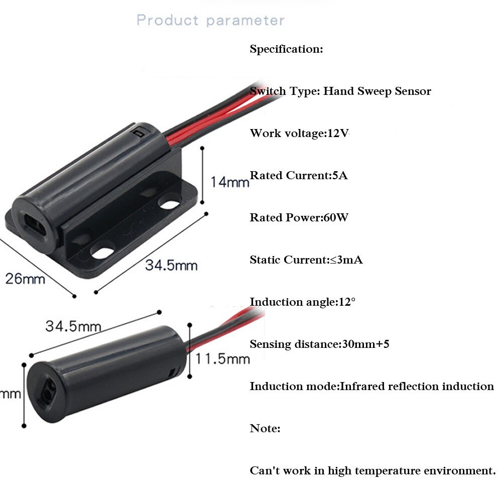 12V 5A Hand Sweep Switch IR Motion Sensor Switch For Closet Cabinet Light Wardrobe Lamp