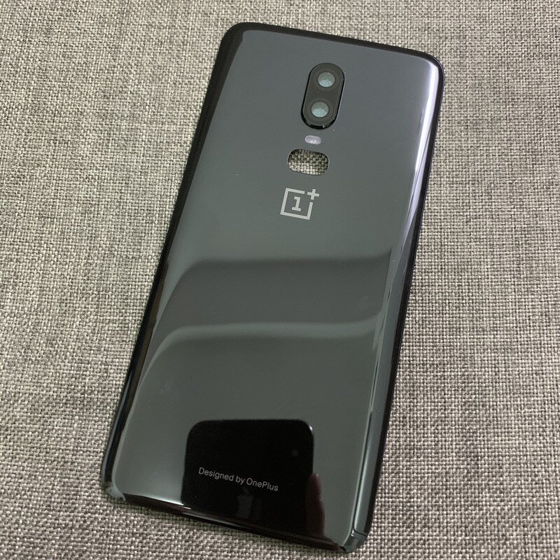 Carcasa trasera Oneplus6 para Oneplus 6 One Plus, cubierta trasera de cristal, reparación, reemplazo de batería de teléfono, funda de puerta + pegamento de logotipo de lente de cámara