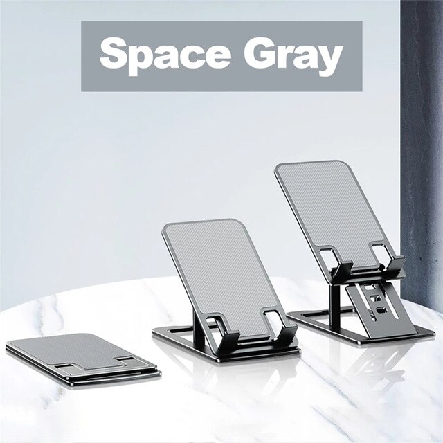 Soporte de escritorio Universal ajustable de Metal para teléfono, soporte delgado para IPhone 12 ProMax, Xiaomi, tableta: Gray-T3