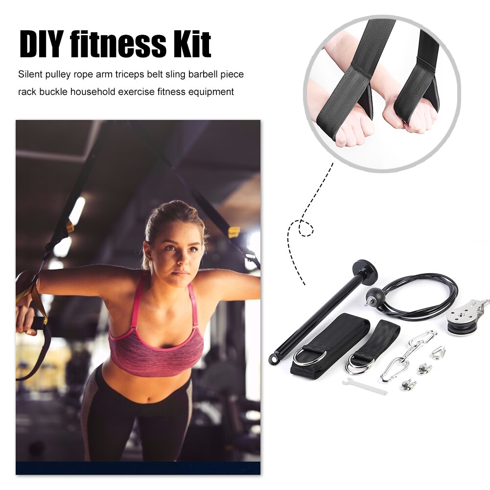 Fitness Pulley Cable Machine DIY Adjustable Length Set Arm Triceps Strength Training Home Gym Workout Sport Equipment