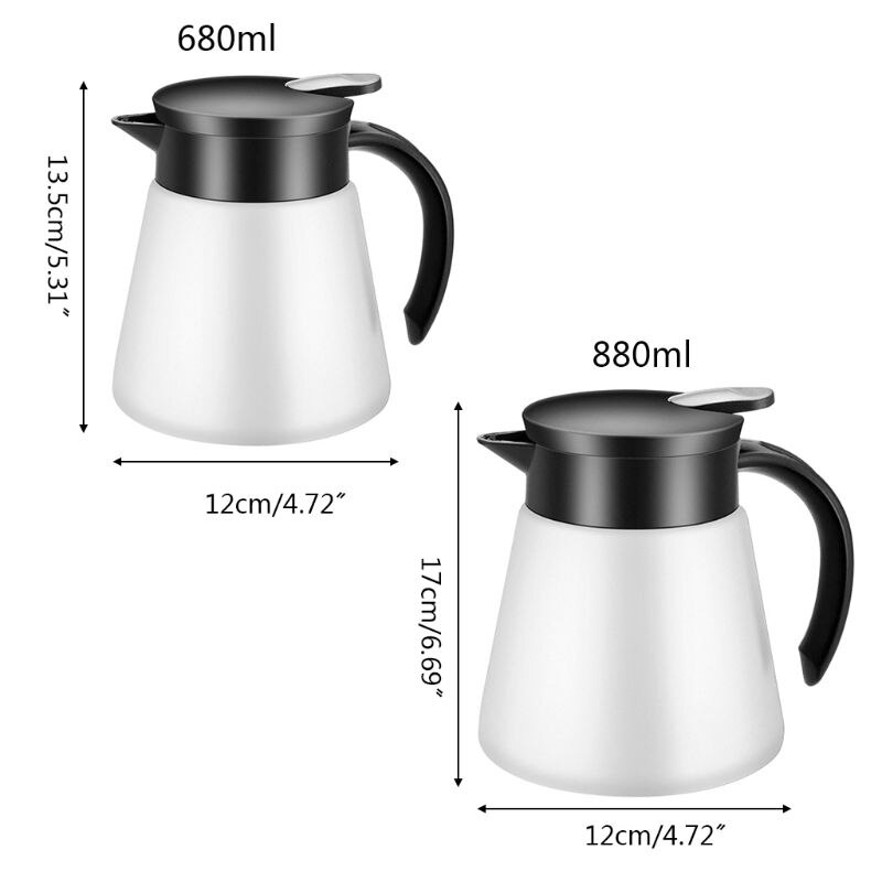 680/880Ml Rvs Dubbelwandige Thermoskan Geïsoleerde Koffie Pot Thermos C6UE