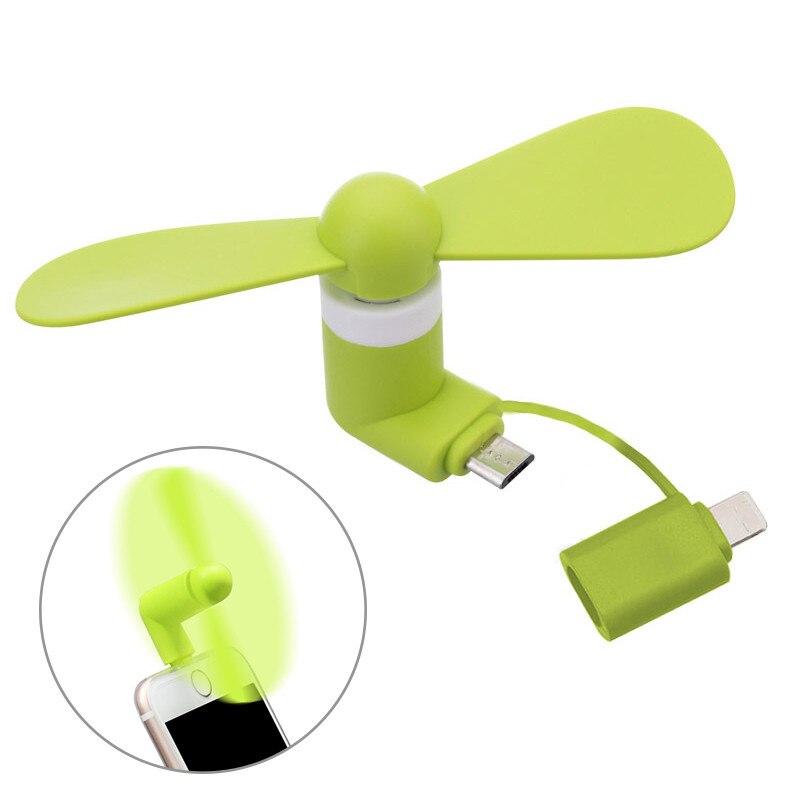 Mini portátil 2 em 1 ventilador do telefone móvel micro adaptador usb tipo de smartphone para iphone android micro handheld ventilador de refrigeração celular