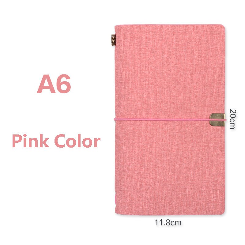 Faux Leather A6 Notebook Loose Leaf Paper Vintage Diary Travel Journal Sketchbook Planner Traveler's Notebooks School Stationery: Pink