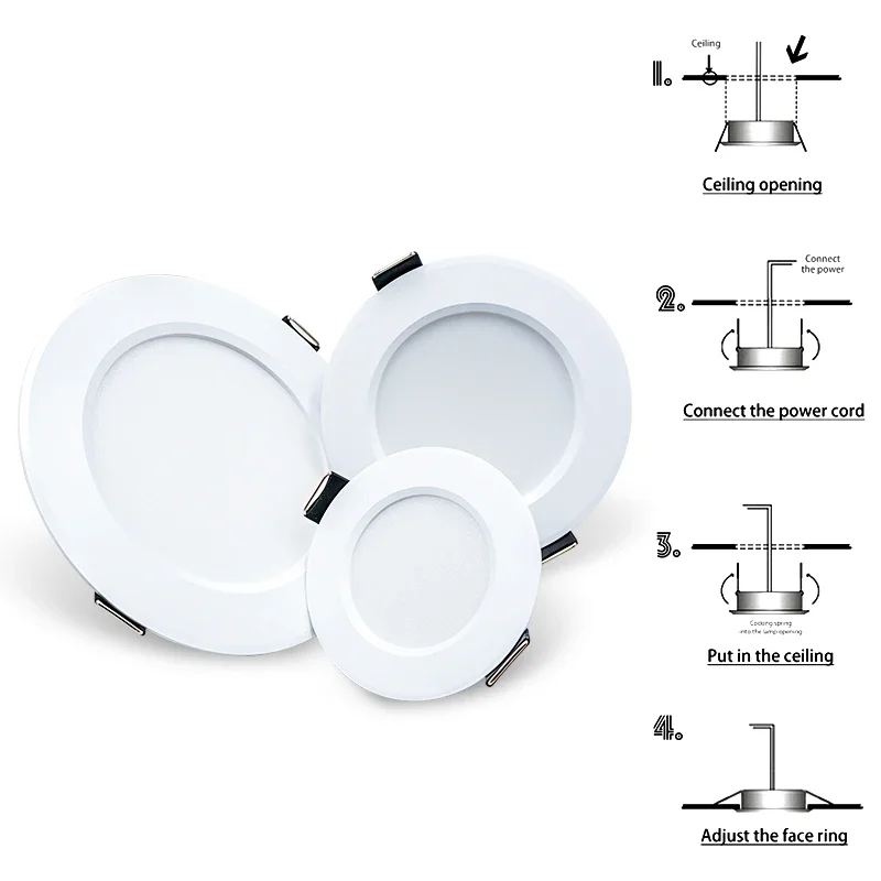 6 unids/lote LED Downlight 3W 5W 7W 9W 12W 15W AC220V 240V blanco frío cálido lámpara Led empotrable foco bombilla Led para dormitorio cocina
