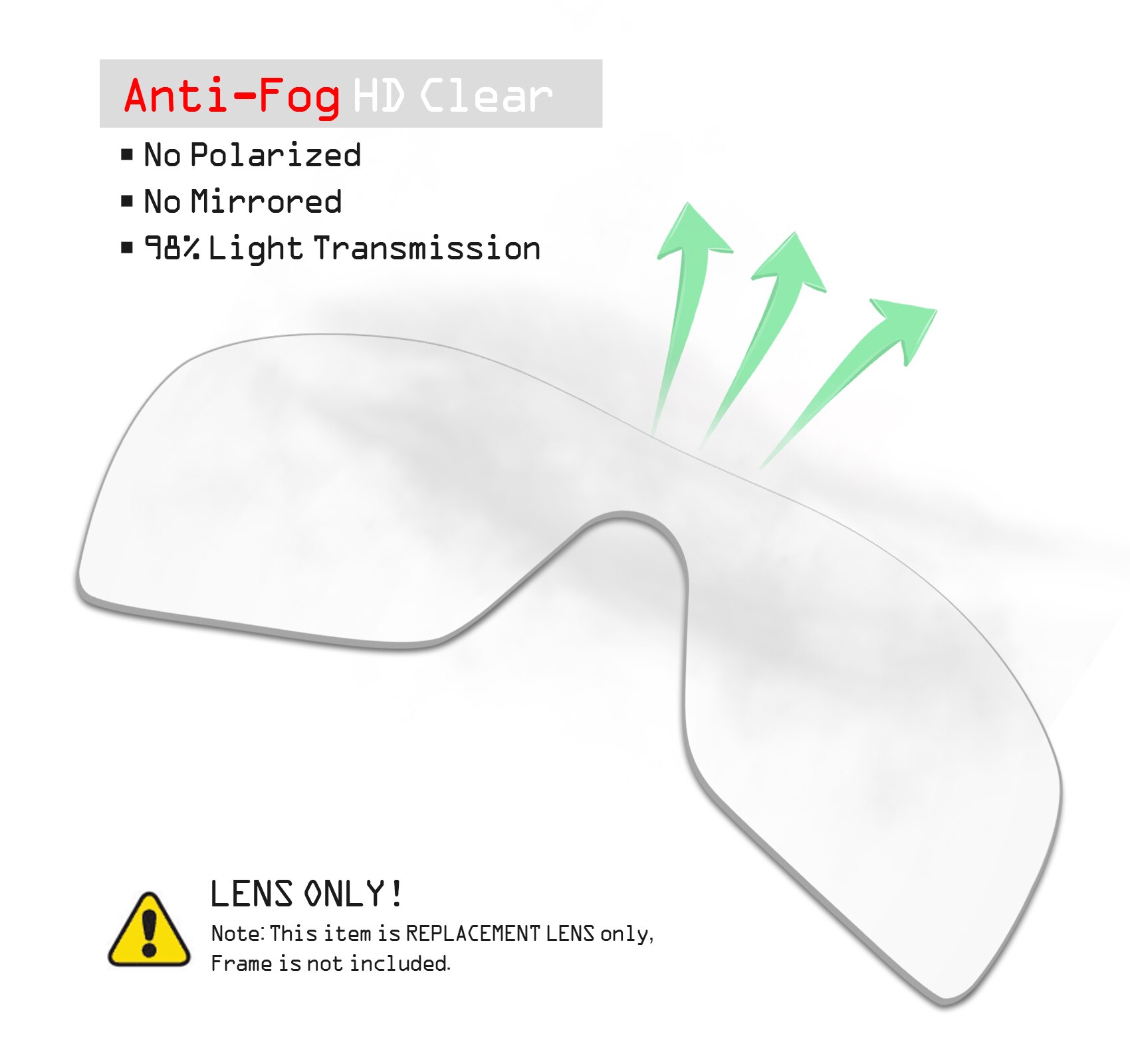 SmartVLT Polarized Replacement Lenses for Oakley Batwolf Sunglasses - Multiple Options: Anti Fog Clear