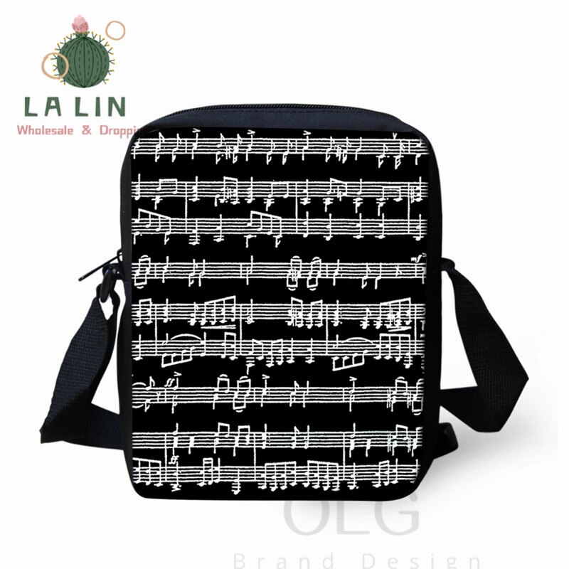 LANLIN Klavier Musik Note Frauen Mini Umhängetasche Handtaschen Teen Mädchen Schulter Schule Taschen Kleine Messenger Tasche Stachel Mochila: Elfenbein