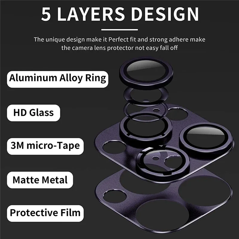Vidrio Protector de lente de cámara de Metal para iPhone 15 Pro Max, película protectora de lente trasera HD para iPhone 14 Pro 15 Plus