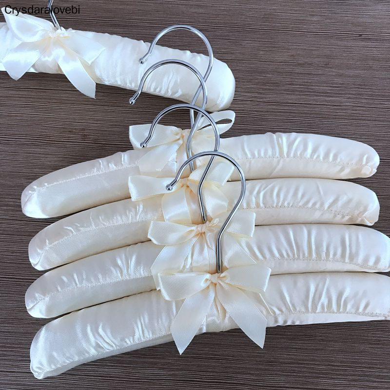 Cintre rembourré en Satin de 25cm, 15 pièces, en soie, crochet argenté pour vêtements, en éponge, pour enfants et bébés