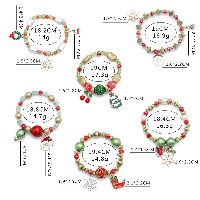 DoreenBeads Christmas Dainty Bracelets Delicate Beaded Bracelet Jewelry For Christmas Party Kids ,1 PC
