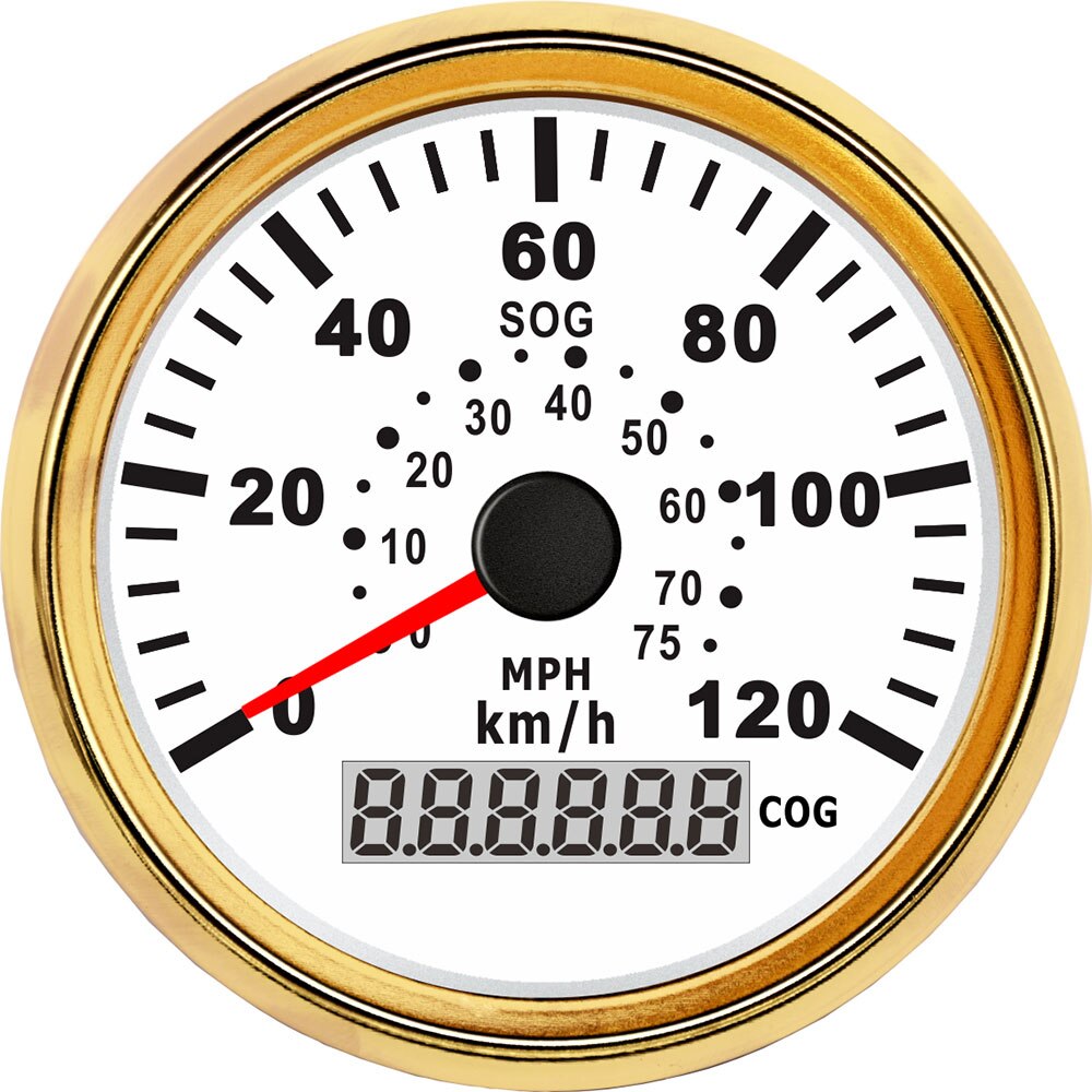 85mm Car Motor GPS Speedometer Waterproof Digital speed meter COG SOG Gauge 120 Km/h 75MPH instrument panel motorcycle: Gold White 120KL