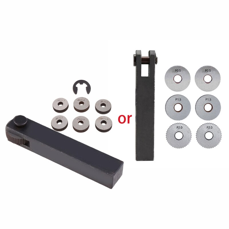 Straight Knurling Cutter Tool 7pcs Straight Linear Knurling Wheel 0.5 1.5 2.0mm Single Wheel Knurling Cutter Set