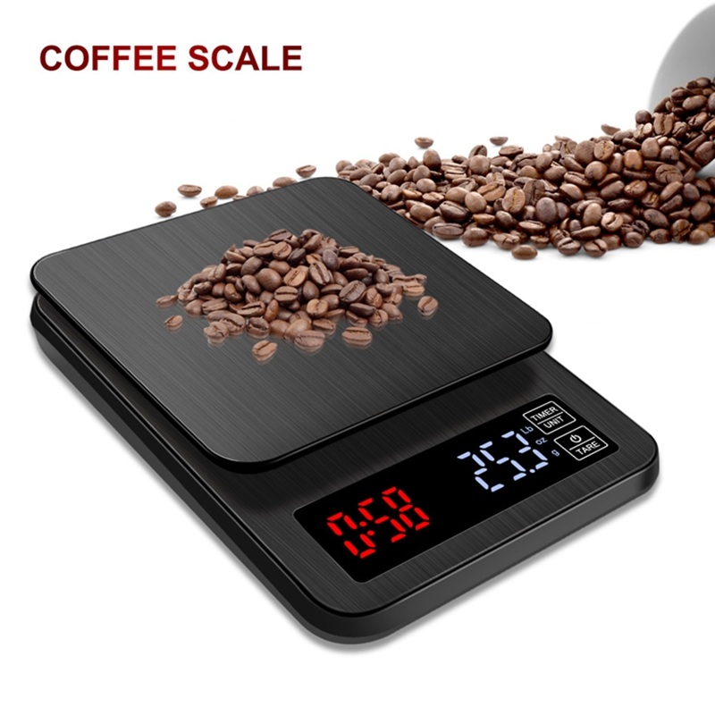 Lcd Digitale Elektronische Drip Koffie Schaal Met Timer 3Kg 5Kg 0.1G Zwarte Keuken Bakken Koffie Gewicht Balance usb Drip Schaal Timer