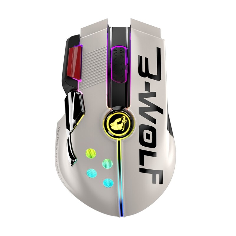X6 Wireless Rechargeable Gaming Mouse Dual Mode Wireless Mechanical Mouse 12000 DPI: white