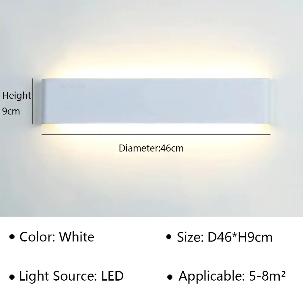 Lámpara de pared LED moderna para mesita de noche, sala de estar, escaleras, pasillo, baño, decoraciones para el hogar, aplique de pared, accesorio de iluminación interior, brillo