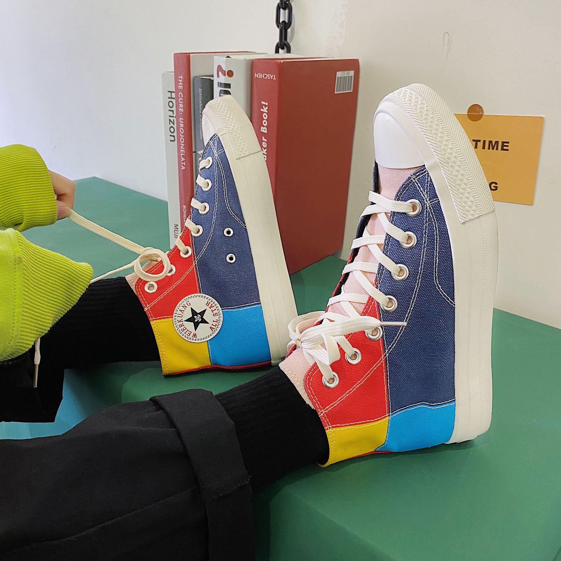 REFAFA printemps Ins haut haut chaussures en toile tendance coréenne rue applaudissement conseil chaussures et décontracté port chaussures