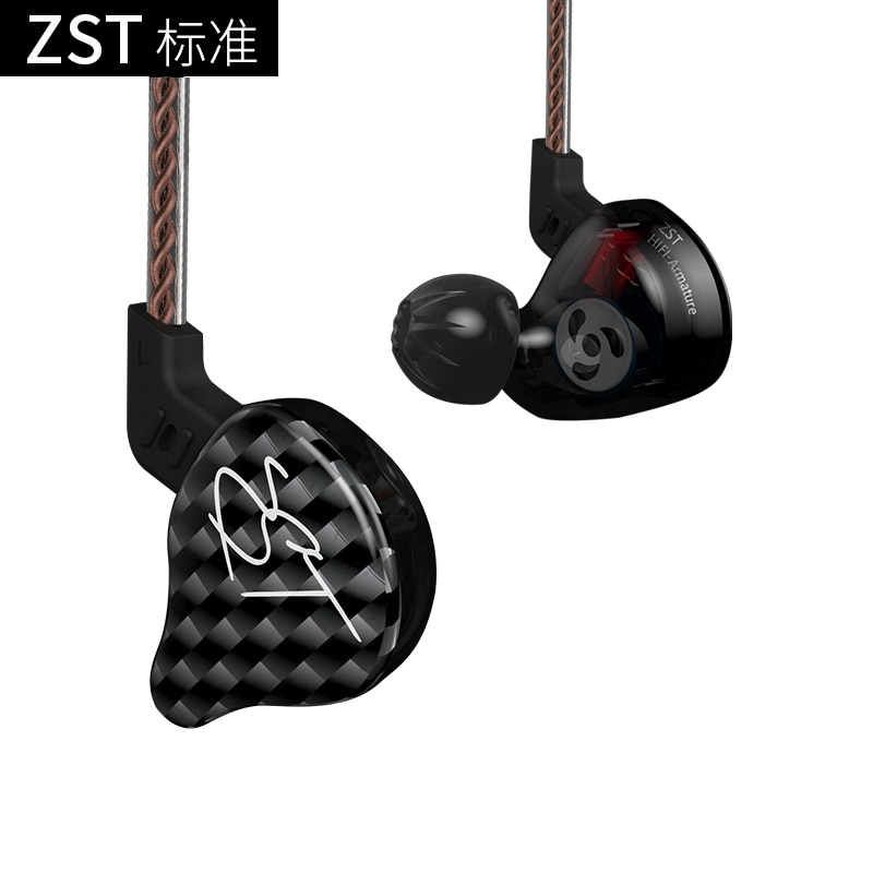 KZ ZST/ZST X Armature Dual Driver Earphone Detachable Cable Noise Cancelling Sport Headset With Mic for ZSN PRO: ZST Black no mic