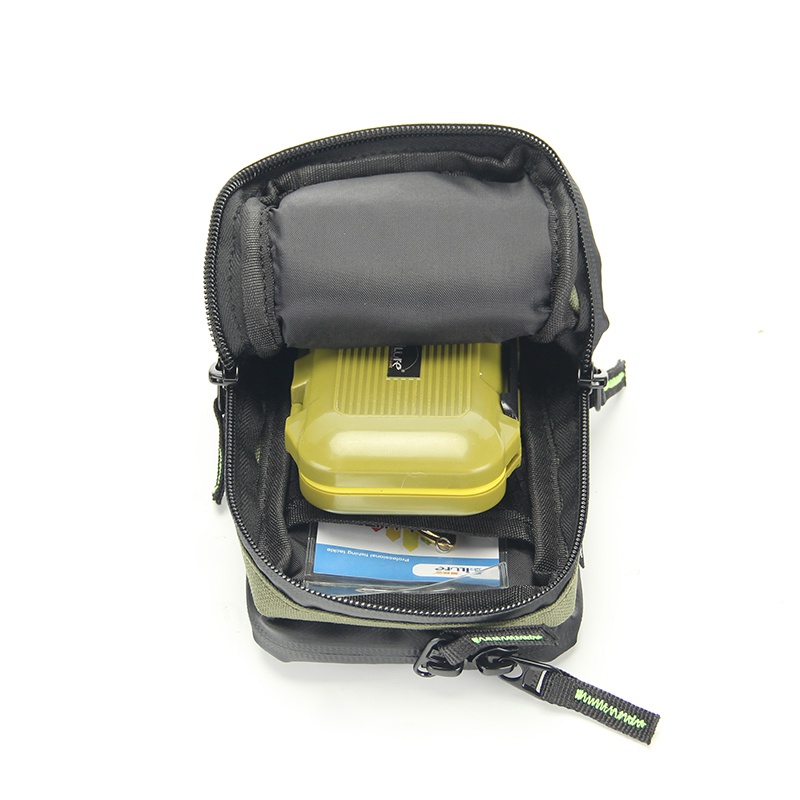 Bolsa de lona para pesca al aire libre, bolsa pequeña, bolsa de carretes de pesca, línea de pesca/bolsa de cintura para rueda, equipo de pesca con 2 cierres