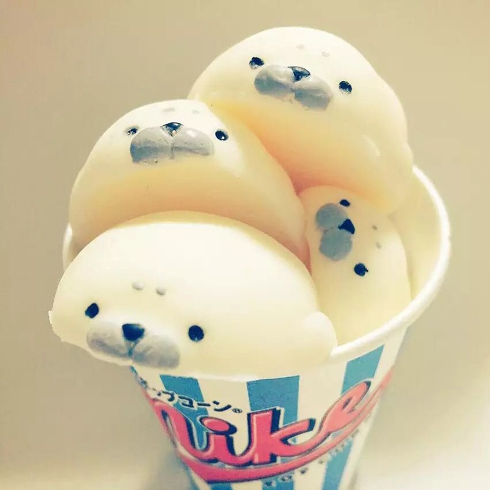 Cute Soft White Seal Stress Relieve Squeeze Healing Toy Adult Kids