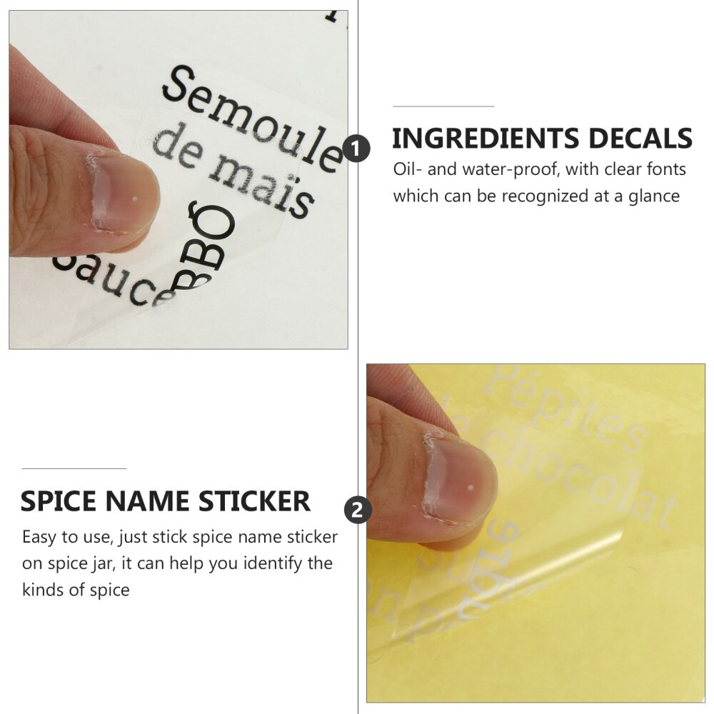 1 Set 208Pcs Franse Ingrediënten Naam Label Decals Spice Labels Voor Thuis